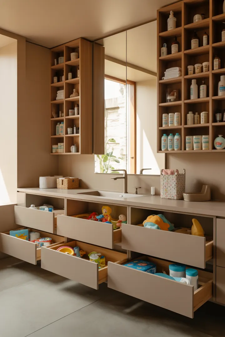 Ein modernes Bad mit eleganten Fliesen, stilvollen Armaturen und einer einladenden Atmosphäre, ideal für kreative Ideen zur Badezimmergestaltung.