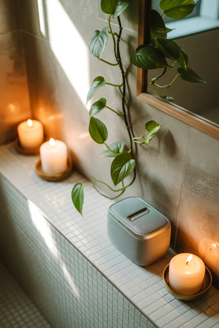 Ein stilvoll eingerichteter Raum mit eleganten Fliesen, einer modernen Badewanne und harmonischen Farbtönen, ideal für kreative Ideen zur Badezimmergestaltung.