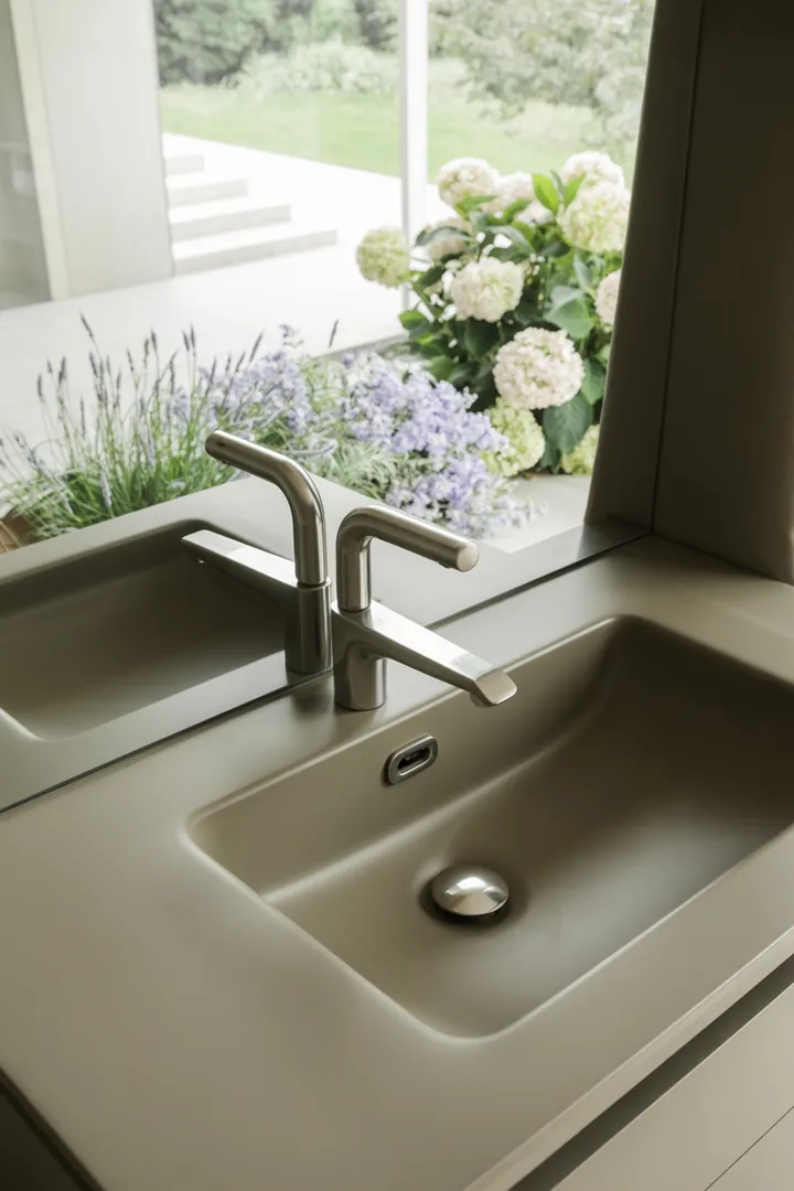 "Moderne Badezimmergestaltung mit eleganten Fliesen, stilvollen Armaturen und innovativen Deko-Ideen, die aktuelle Trends widerspiegeln."