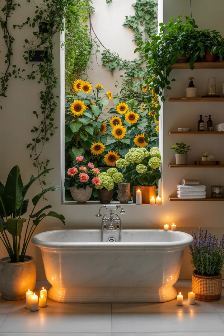 Ein stilvolles Badezimmer mit eleganten Armaturen, modernen Fliesen und geschmackvoller Dekoration, ideal für eine entspannende Atmosphäre. Badezimmerausstattung, die Funktionalität und Ästhetik vereint.