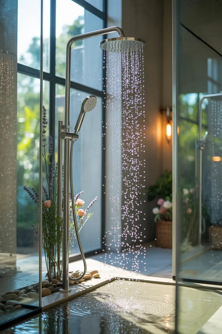 Elegante Einrichtung eines modernen Badezimmers mit stilvollen Accessoires, die für eine harmonische Atmosphäre und funktionale Badezimmerausstattung sorgen.