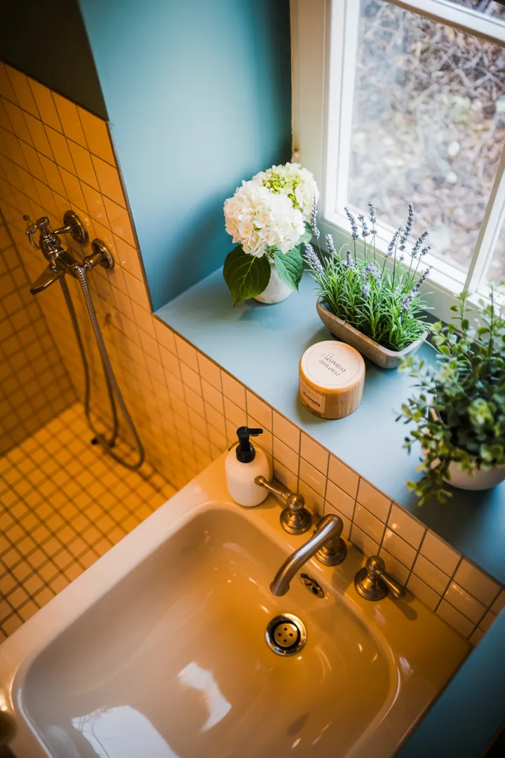 Elegantes Design eines modernen Badezimmers mit stilvollen Sanitäranlagen und harmonischen Farben, ideal für die Gestaltung der Badezimmerausstattung.