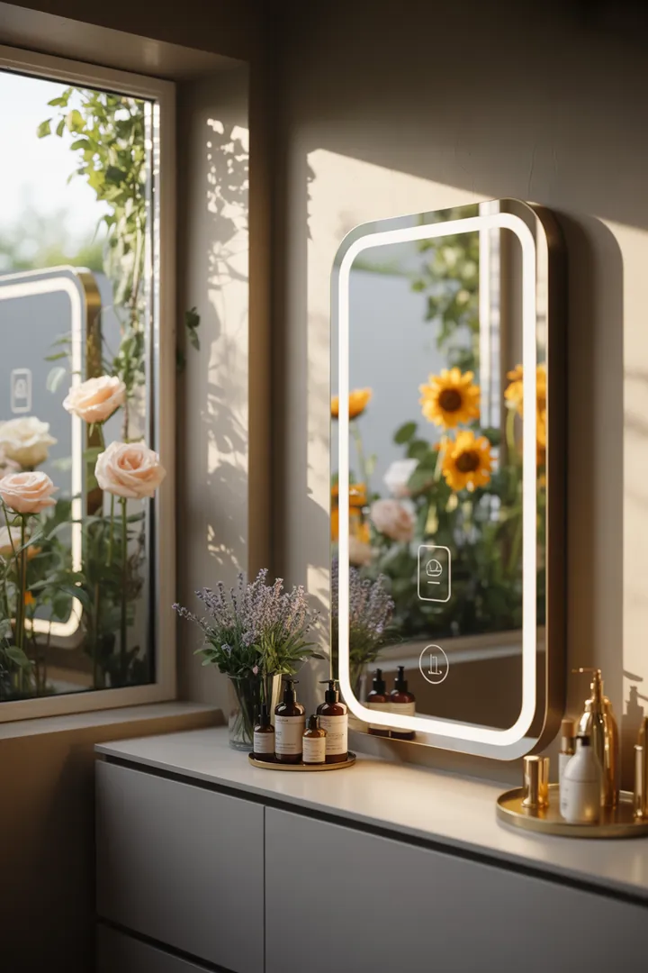 Elegante Badezimmerausstattung mit modernen Elementen, harmonischer Farbpalette und stilvollen Accessoires, die einladende Atmosphäre schafft. Ideal für erholsame Momente.