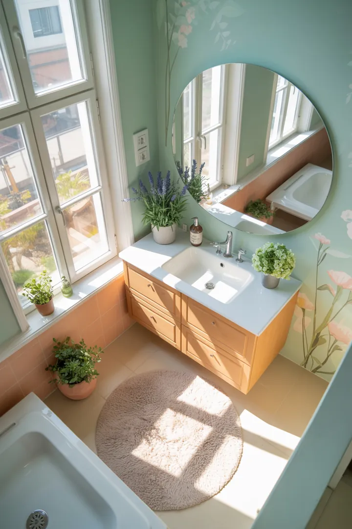 Elegante Sanitäranlagen und stilvolle Accessoires schaffen ein modernes Ambiente in einem geschmackvoll gestalteten Raum für persönliche Hygiene und Entspannung.