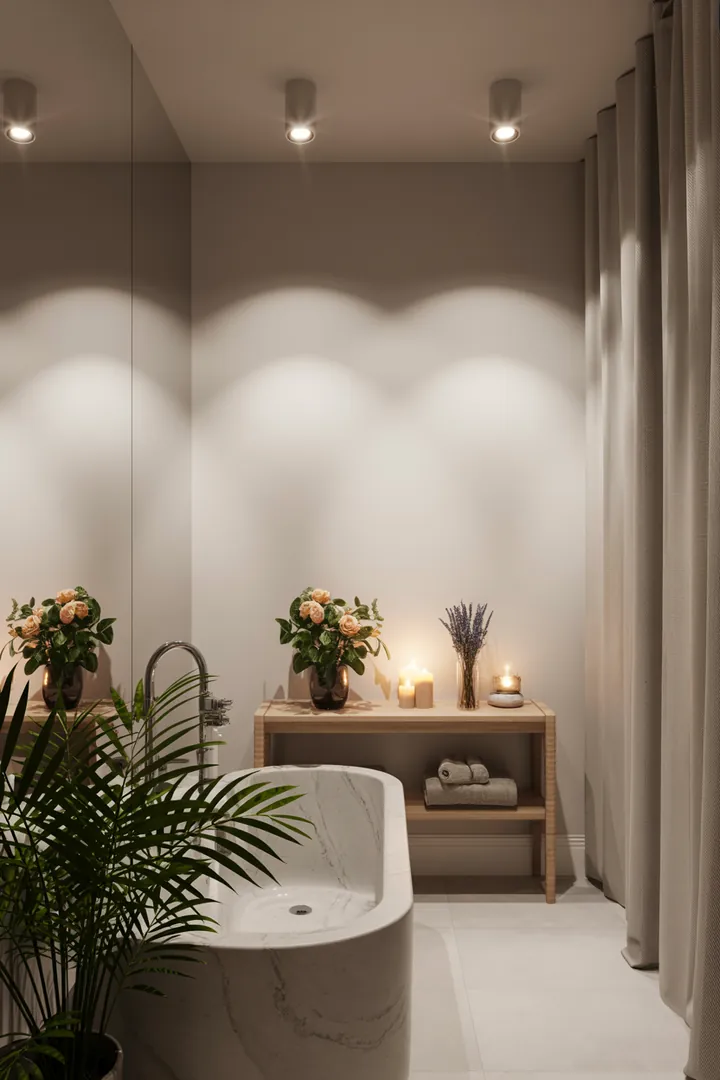 Ein stilvolles und funktionales Badezimmer-Design, das auf begrenztem Raum basiert und innovative Lösungen für kleine Räume bietet.