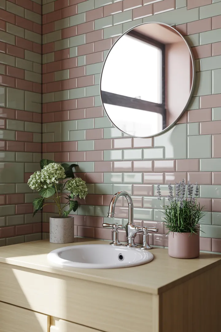 Modernes Designkonzept für eine effiziente Raumnutzung im kompakten Sanitärbereich mit cleveren Möbel- und Farbwahl-Ideen.