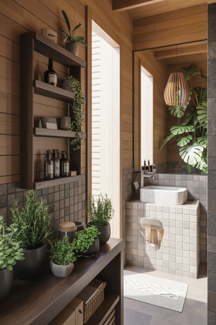 In einem stilvoll gestalteten kompakten Raum sind helle Töne und funktionale Möbel harmonisch kombiniert, um eine einladende Atmosphäre zu schaffen.