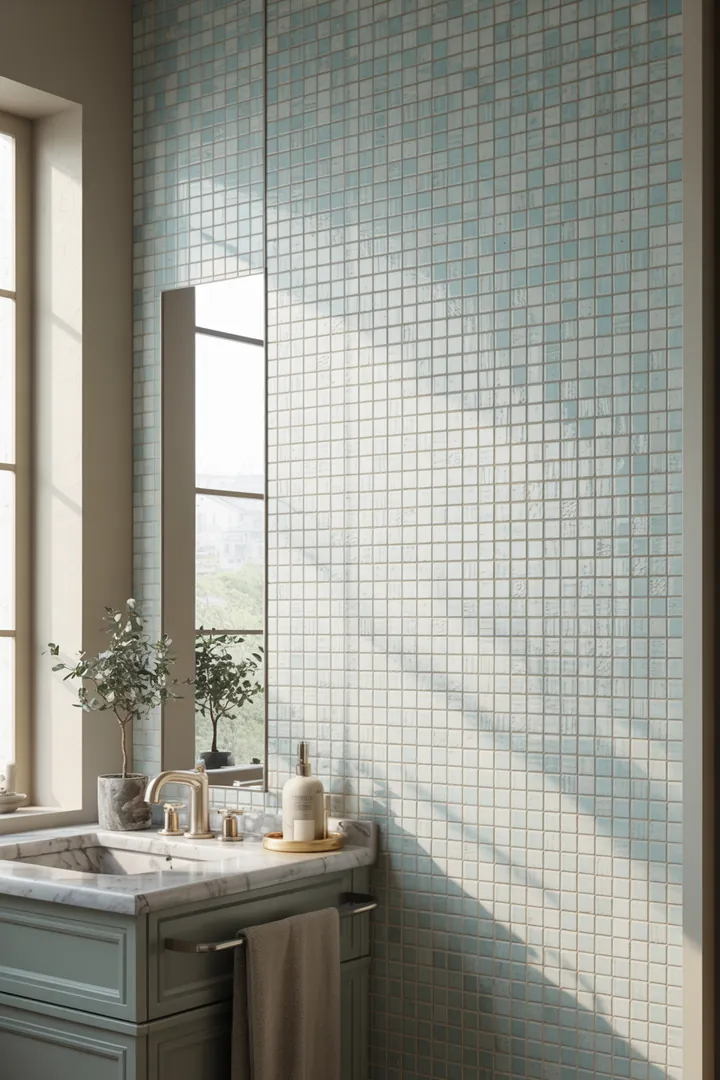 Kreative Gestaltungsideen für begrenzte Räume, die ein Badezimmer einladend und geräumig erscheinen lassen. Innovative Möbel und Farbkonzepte für ein harmonisches Ambiente.