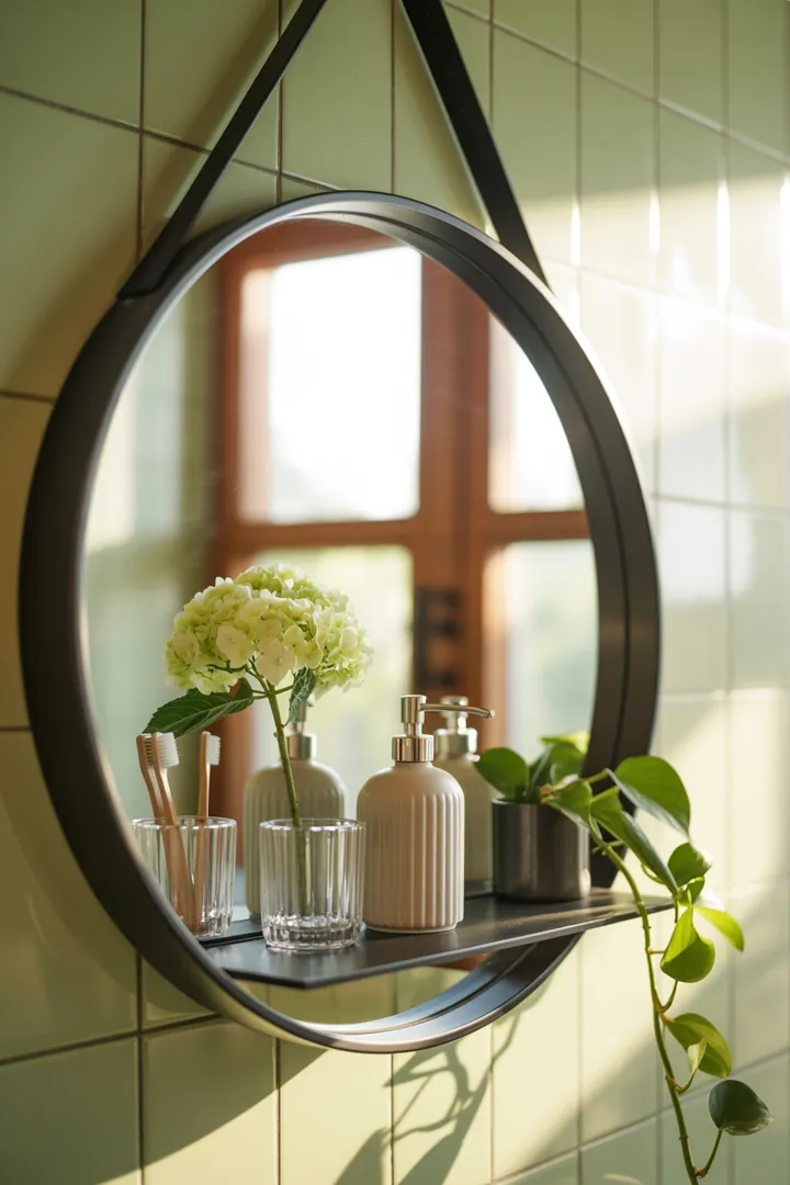 Ein stilvolles, funktionales Raumkonzept für ein kompaktes Badezimmer, das mit cleveren Möbeln und sanften Farbtönen eine harmonische Atmosphäre schafft und optisch mehr Raum bietet.