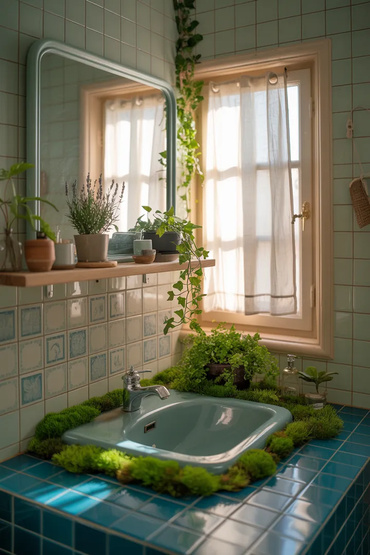 Ein stilvolles, funktionales Designkonzept für ein kompaktes Badezimmer, das helle Farben und praktische Möbel kombiniert, um den Raum geräumiger wirken zu lassen.