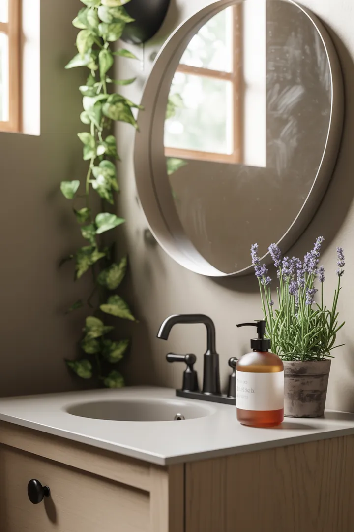 Helle, minimalistische Gestaltung eines kompakten Raumes mit funktionalen Möbeln und cleveren Farbkonzepten, die den Raum optisch vergrößern und inspirierende Ideen für moderne Sanitärbereiche bieten.