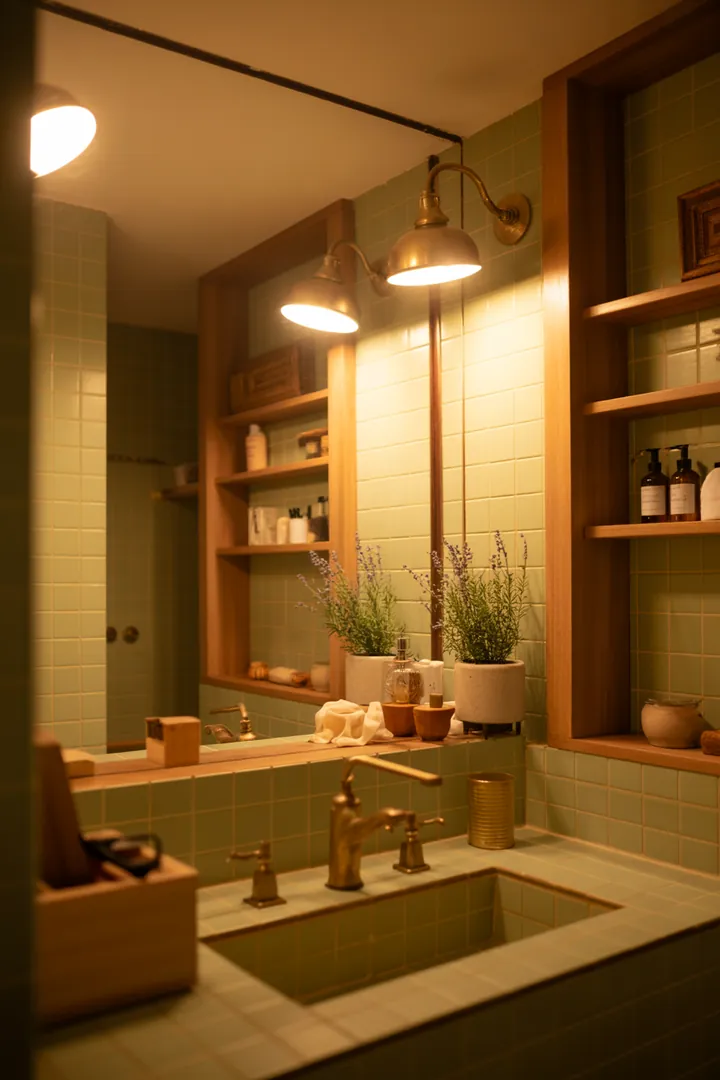 „Kreative Gestaltung eines kompakten Badezimmers mit hellen Farben und funktionalen Möbeln, die den Raum größer erscheinen lassen und stilvolle Inspiration bieten.“