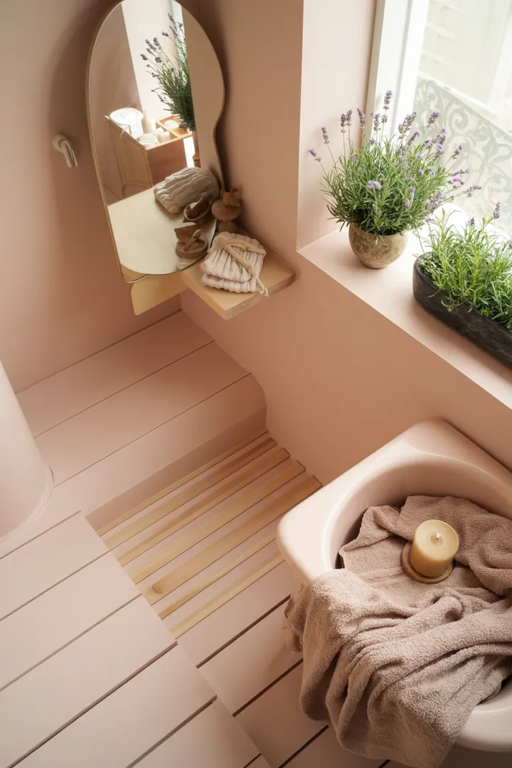 Helle, stilvolle Raumgestaltung mit cleveren Möbeln und Farben, die einen begrenzten Raum aufwerten und optisch vergrößern. Inspiration für modernes, funktionales Design.