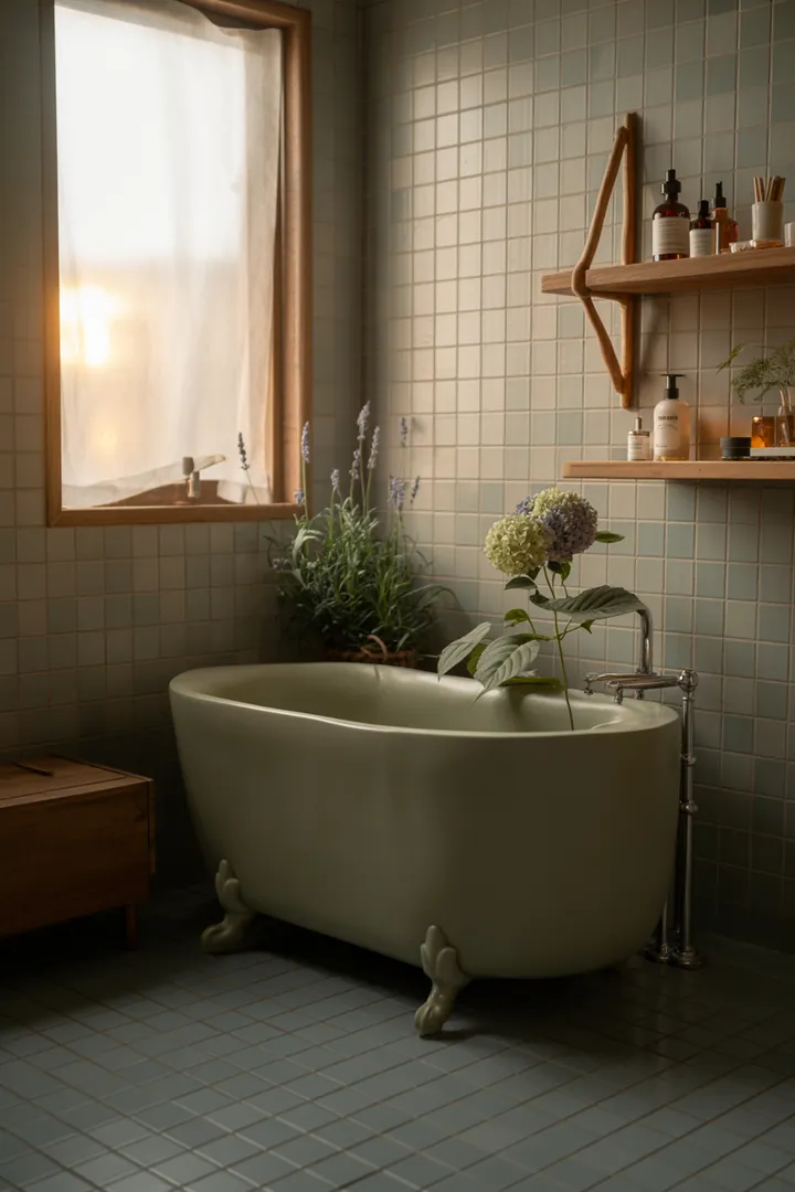 Ein stilvolles, gut durchdachtes Badezimmer mit cleveren Aufbewahrungslösungen und hellen Farben, das eine großzügige Atmosphäre in einem kompakten Raum schafft. Inspirierende Ideen für die Umgestaltung und Einrichtung.