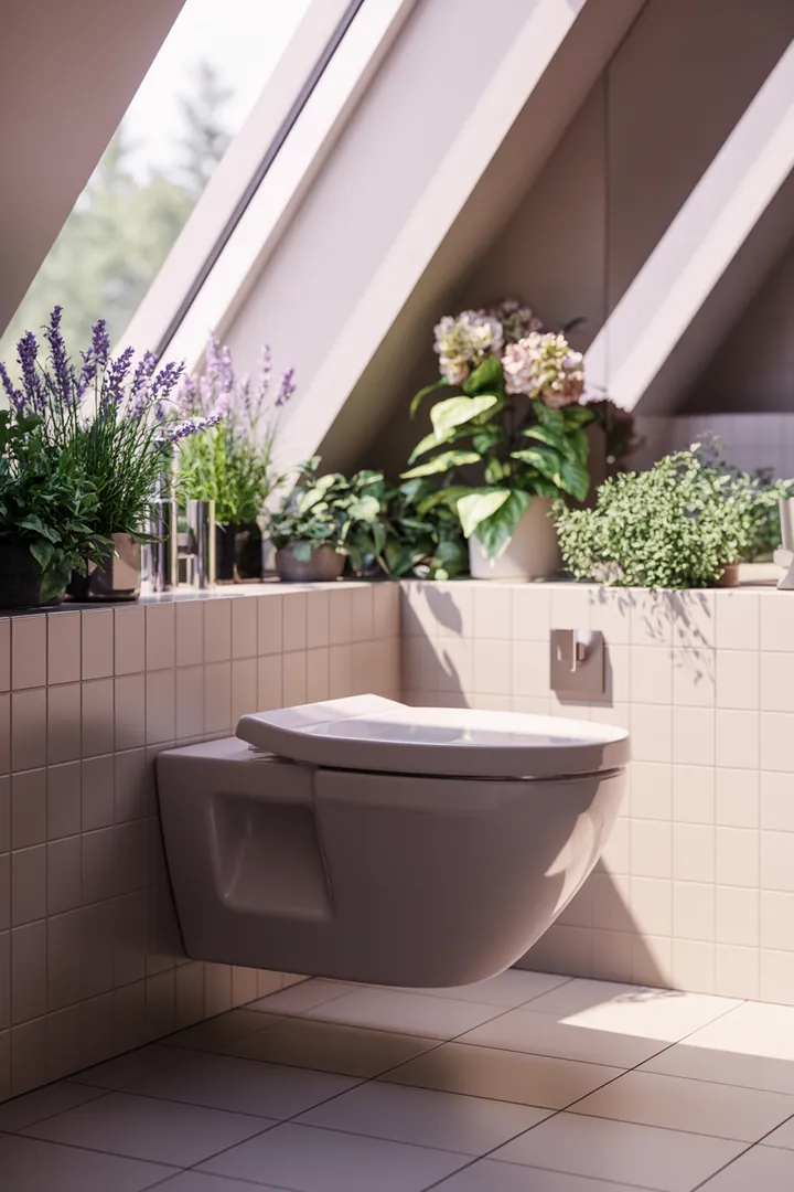 „Inspiration für die optimale Nutzung eines kompakten Raums mit stilvollen Möbeln und harmonischen Farben, um ein kleines Badezimmer einladend und großzügig wirken zu lassen.“