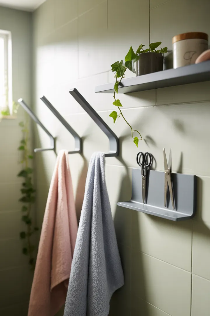 Ein stilvolles, kompaktes Badezimmer mit cleveren Möbeln und heller Farbgestaltung, die den Raum optisch erweitert und eine einladende Atmosphäre schafft.