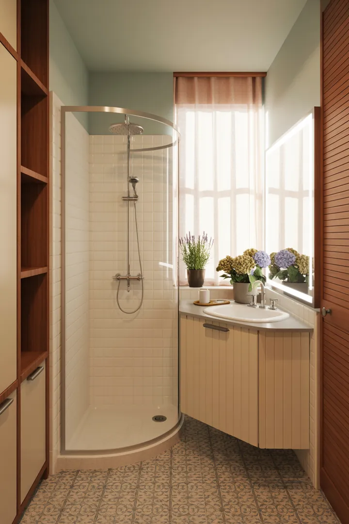 Kreative Gestaltungsideen für ein kompaktes Badezimmer, um den Raum optisch zu vergrößern und eine harmonische Atmosphäre zu schaffen.