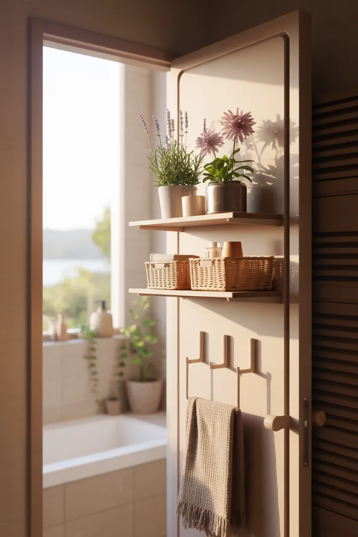 "Modernes, helles Badezimmer mit cleveren Möbeln und natürlichen Farbtönen, das optimalen Raum nutzt und Inspiration für die Gestaltung eines kleinen Bades bietet."