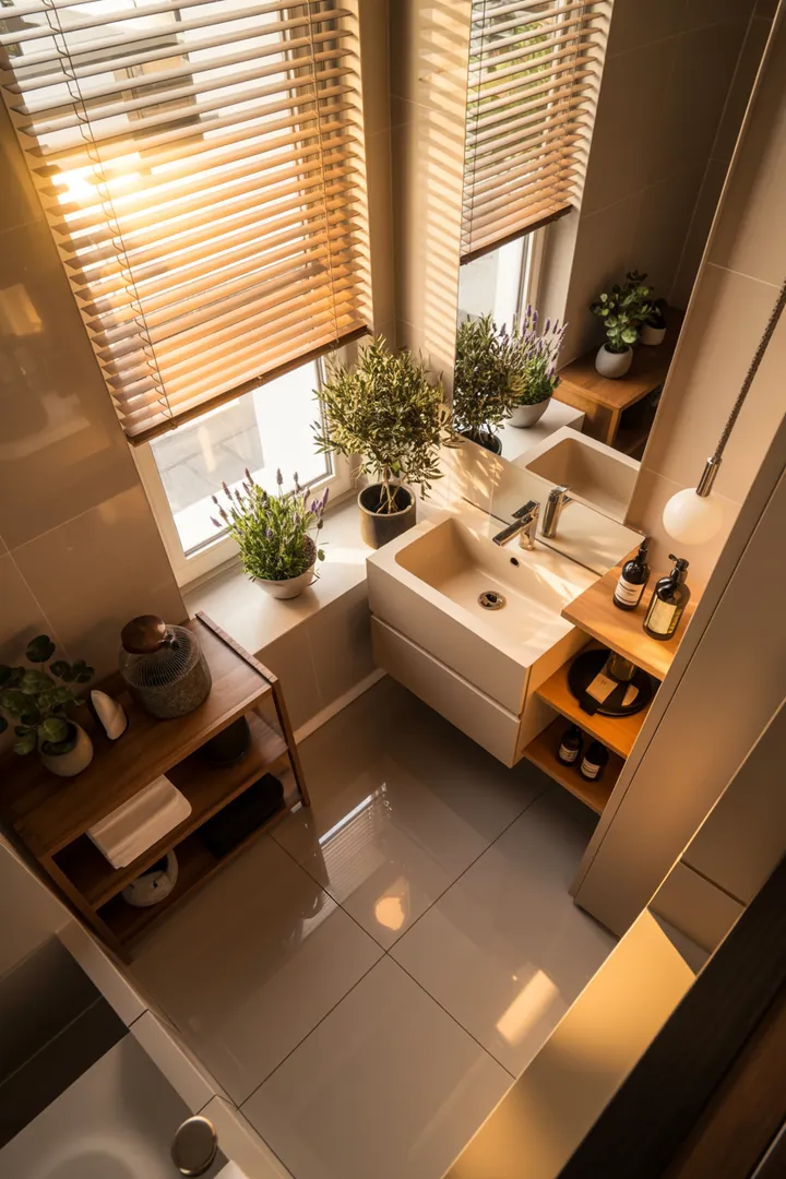 Kreative Gestaltungsideen für kompakte Sanitäranlagen, die Raumoptik optimieren und eine harmonische Atmosphäre schaffen. Inspirierende Möbel und Farbkonzepte für einladende, funktionale Lösungen.