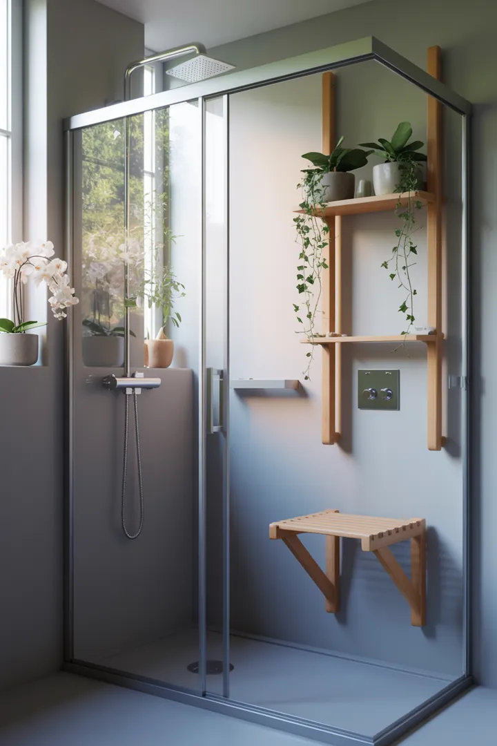 Ein stilvolles, funktionales Design für begrenzte Räume, das innovative Ideen zur Optimierung und Farbgestaltung bietet, um ein kleines Badezimmer einladender und größer wirken zu lassen.