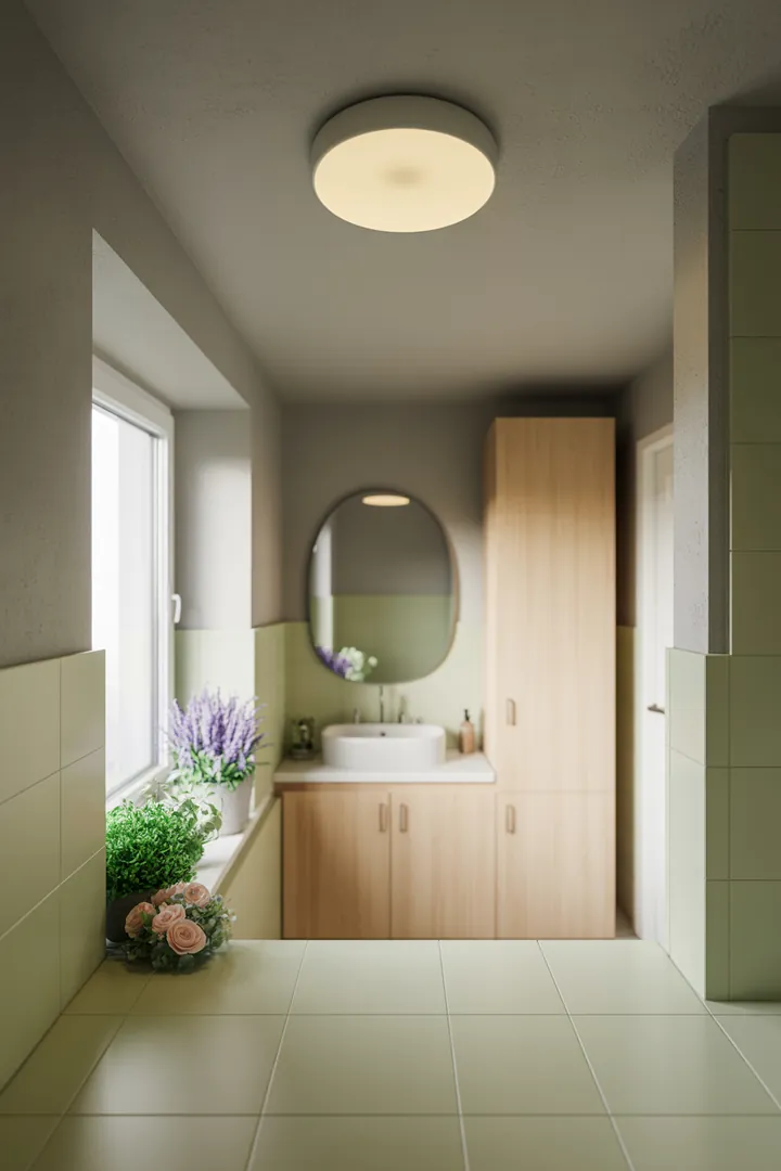Kreative Gestaltungsideen für kompakte Sanitärräume, die durch clevere Farbwahl und funktionale Möbel eine luftige Atmosphäre schaffen.