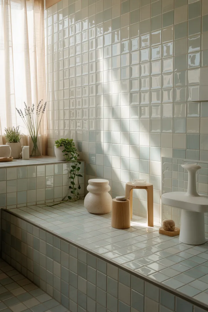 Ein stilvolles und funktionales kleines Badezimmer, das mit cleveren Möbeln und neutralen Farbtönen gestaltet ist, um den Raum optisch zu vergrößern und eine einladende Atmosphäre zu schaffen.