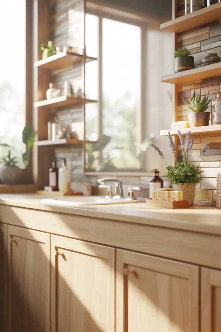 Ein stilvolles und funktionales Badezimmer, das durch innovative Designs und clevere Raumnutzung besticht, ideal für moderne kleine Räume.