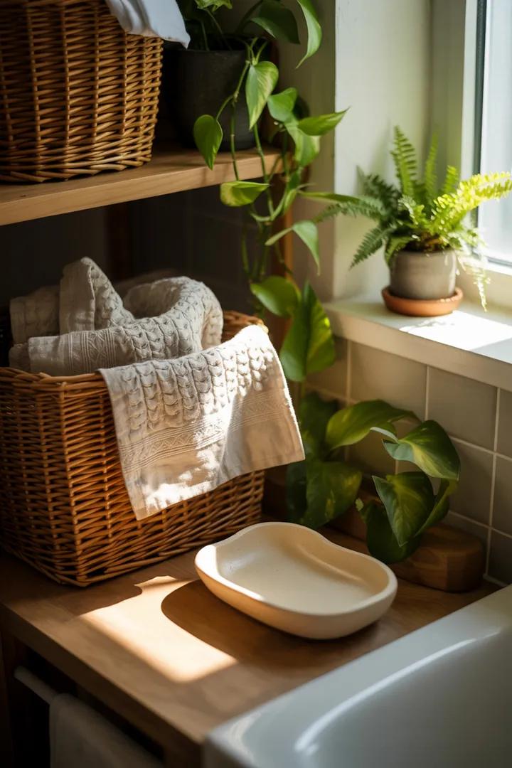 Ein stilvolles, kompaktes Bad mit eleganten Armaturen, hellen Fliesen und einer harmonischen Farbpalette, ideal für zeitgemäße Wohnräume.