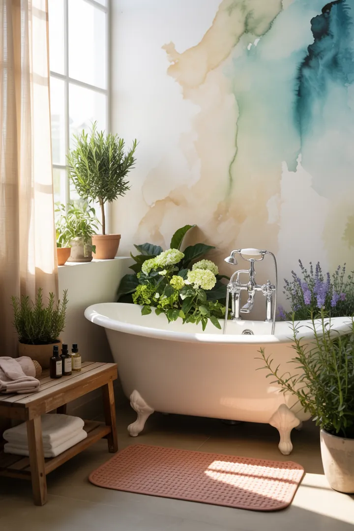 Eine stilvolle und funktionale Gestaltung eines kompakten Badezimmers, das zeitgemäße Elemente und clevere Aufbewahrungslösungen kombiniert.