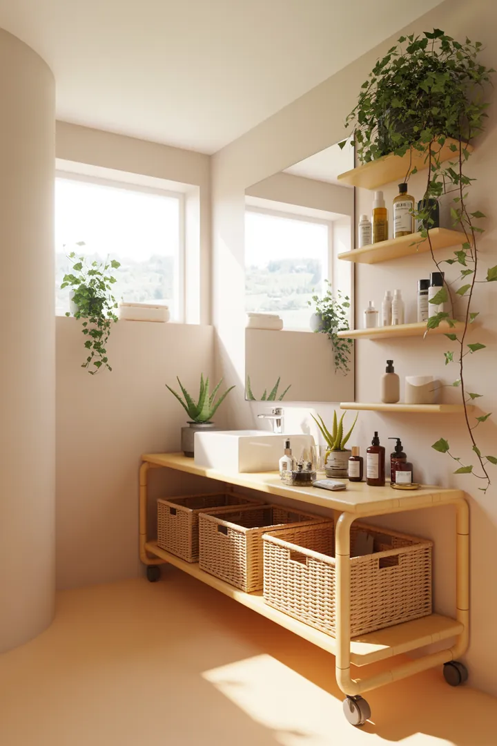 Kreative Gestaltung eines kompakten Raums mit modernen Möbeln und hellem Farbkonzept, um eine einladende Atmosphäre zu schaffen und den Raum optisch zu vergrößern.