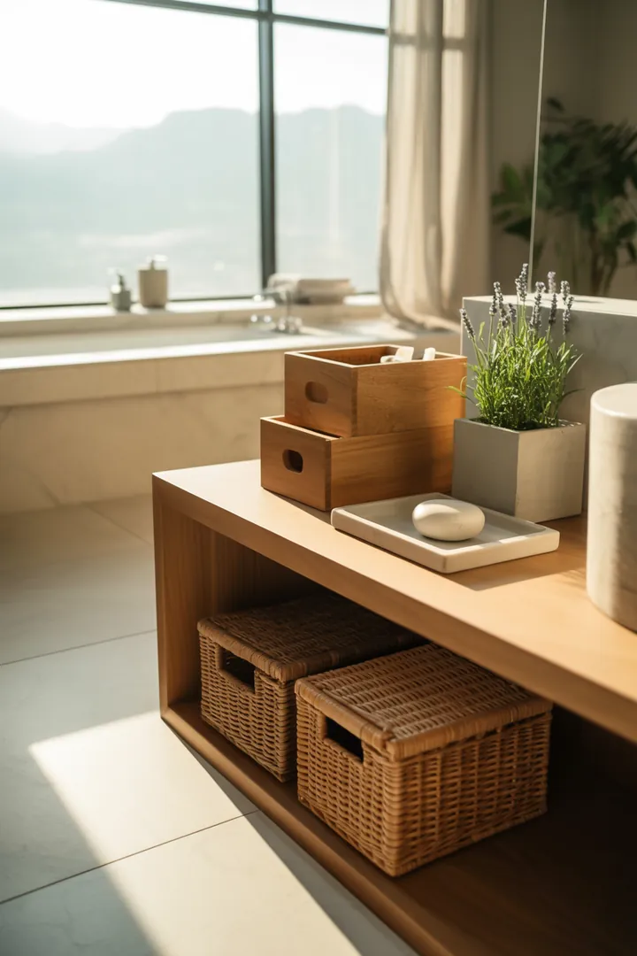 Ein stilvolles, funktionales kleines Badezimmer mit cleveren Einrichtungsideen, die den Raum optisch erweitern und eine harmonische Atmosphäre schaffen.