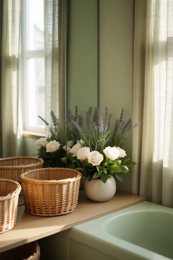 Helles und modernes Raumkonzept für effiziente Nutzung eines kompakten Sanitärbereichs mit stilvollen Möbeln und natürlichen Farbtönen, um eine einladende Atmosphäre zu schaffen.