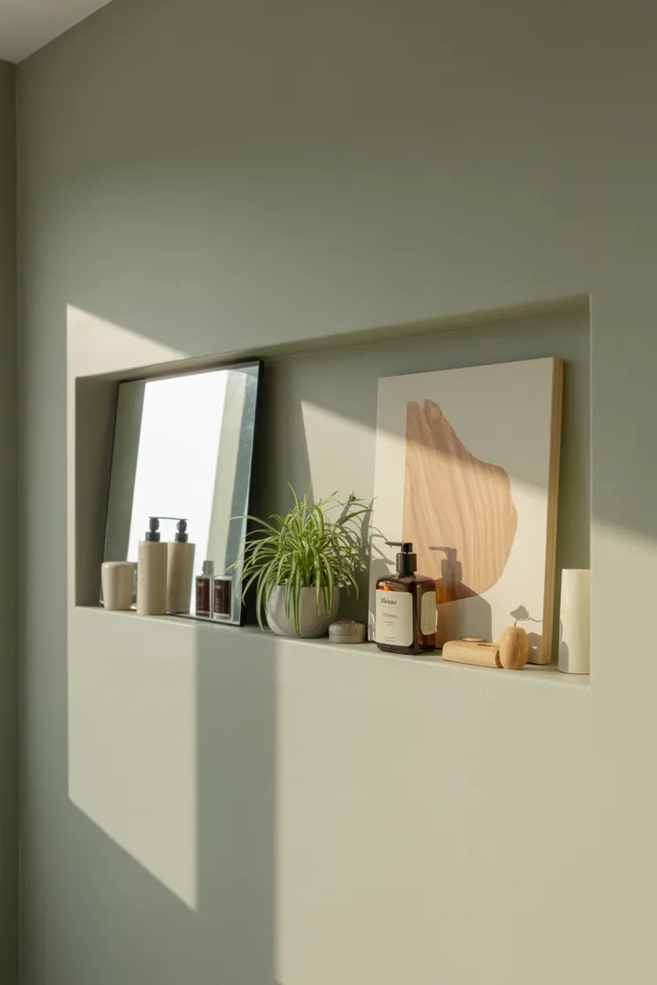 Ein stilvolles, kompaktes Badezimmer mit cleveren Möbeln, hellen Farben und inspirierenden Lösungen, die den Raum größer und einladender erscheinen lassen.