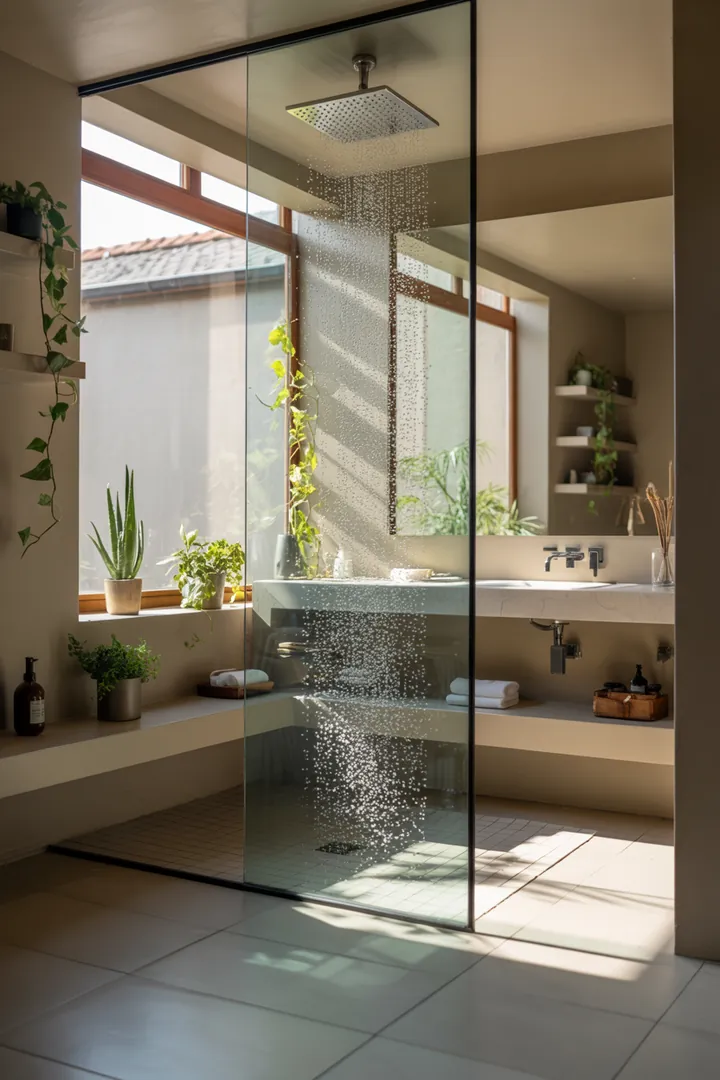 Ein stilvoll gestalteter, heller Raum mit cleveren Möbeln und natürlichen Farbtönen, der eine einladende Atmosphäre für eine platzsparende Gestaltung bietet.