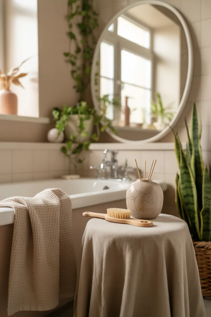 "Elegante Umgestaltung eines kompakten Raumes mit stilvollen Möbeln und harmonischen Farbtönen, die einen großzügigen Eindruck vermitteln."