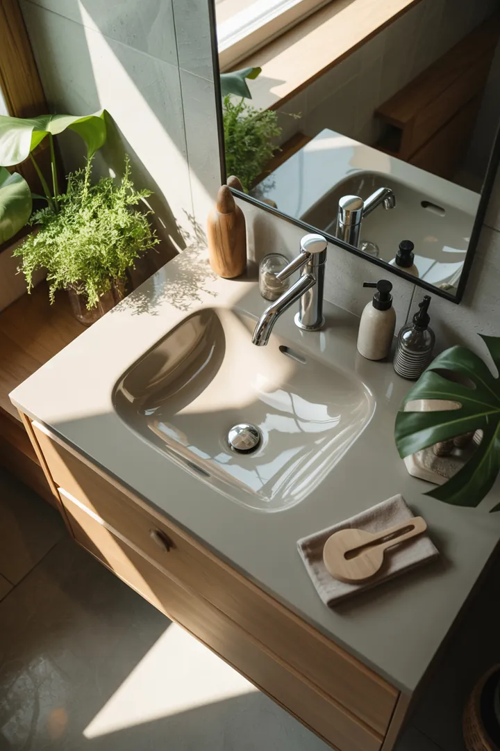 Kreative Gestaltungsideen für ein kompaktes Badezimmer, um den Raum optisch zu erweitern und eine einladende Atmosphäre zu schaffen.