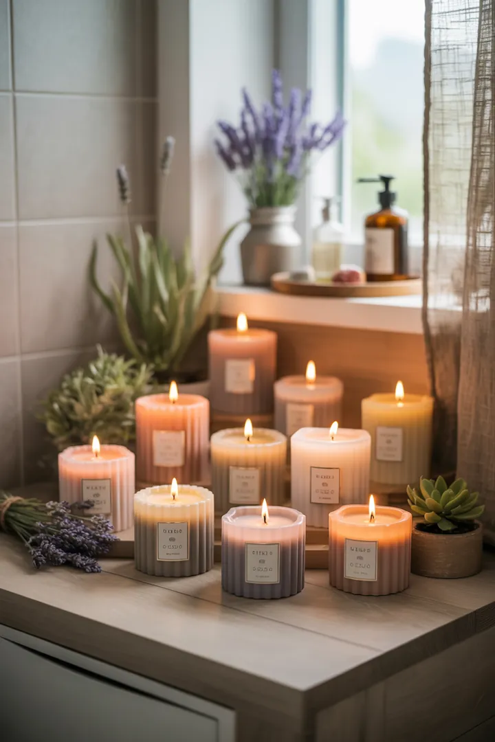 Ein stilvolles, kompaktes Badezimmer mit cleveren Möbeln und hellen Farben, das Platz optimal nutzt und eine einladende Atmosphäre schafft.