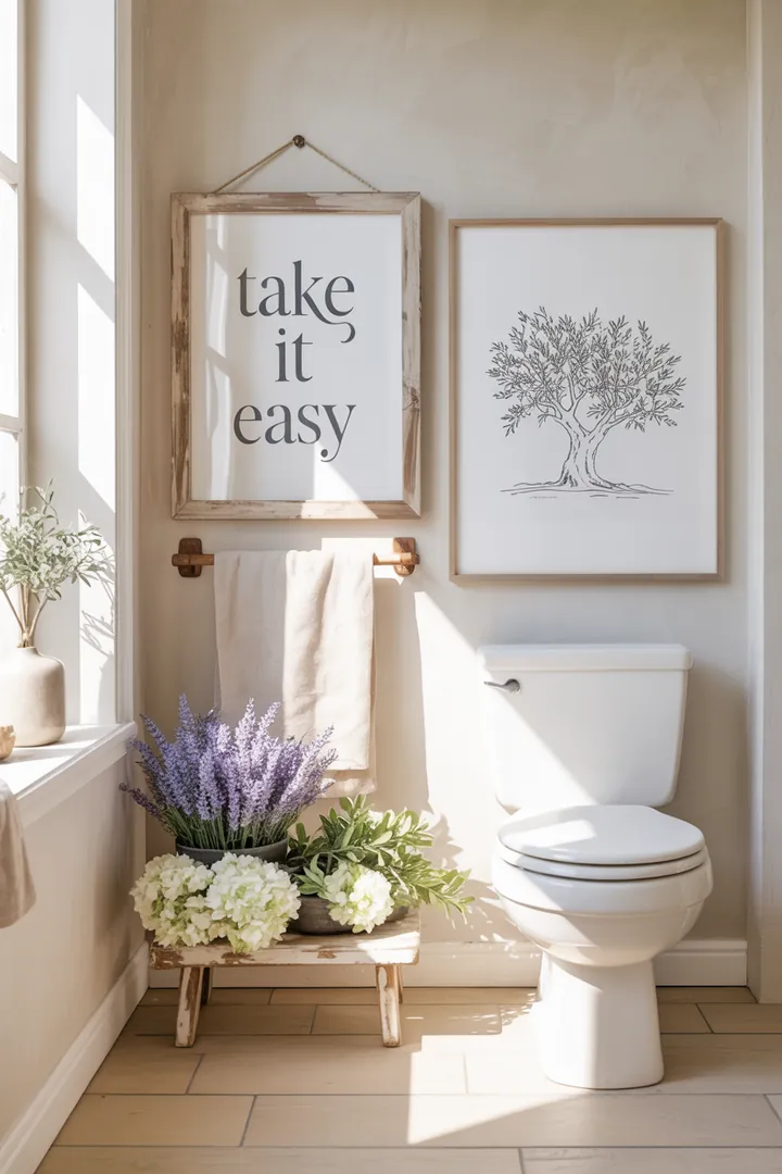 Helles und stilvolles kleines Badezimmer mit modernen Möbeln, cleveren Stauraumlösungen und natürlichen Farbtönen, das eine einladende Atmosphäre schafft und optimal genutzt wird.