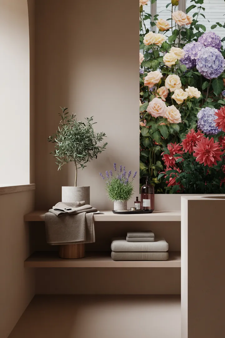 Ein stilvolles und funktionales Design für begrenzte Räume, das innovative Ideen zur Optimierung und Verschönerung eines kompakten Sanitärbereichs zeigt.