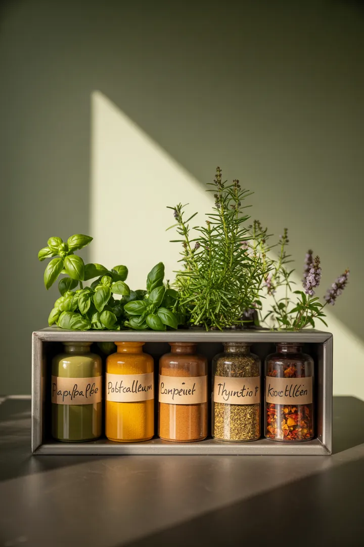 Stilvolle Aufbewahrungslösungen für Gewürze, die langlebige Behälter mit aromadichter Versiegelung und beschriftbaren Etiketten zur perfekten Organisation in Schubladen bieten.