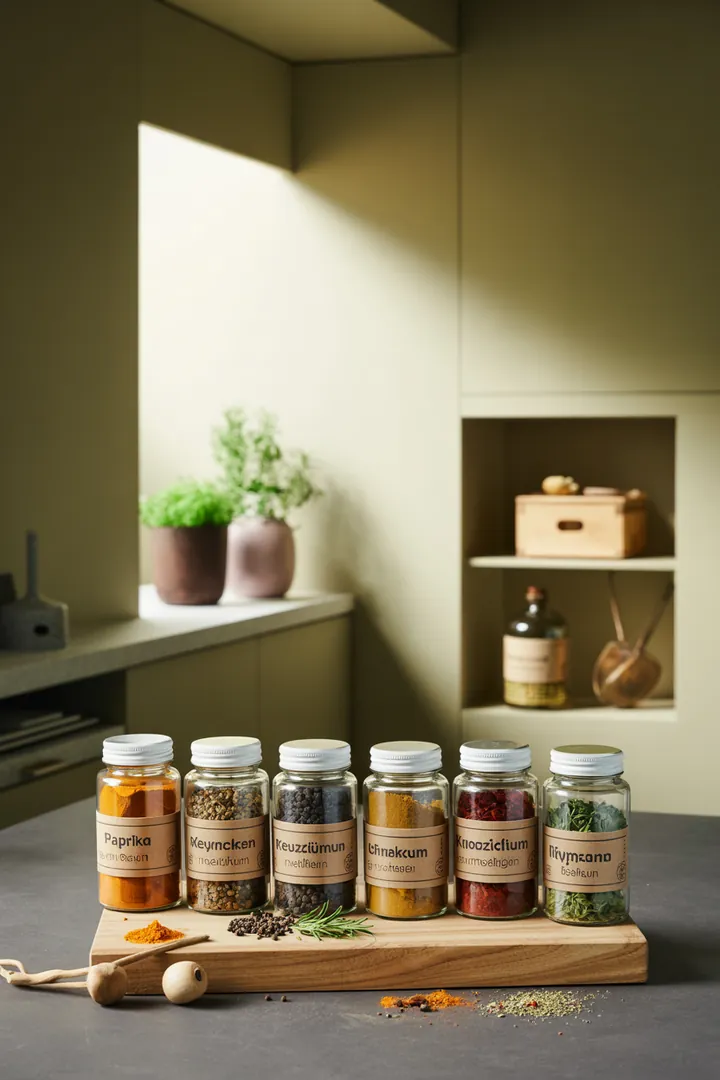 Aromadichte Behälter für Gewürze, optimal für die Aufbewahrung in Schubladen, mit beschriftbaren Etiketten für einfache Organisation und maximale Haltbarkeit.