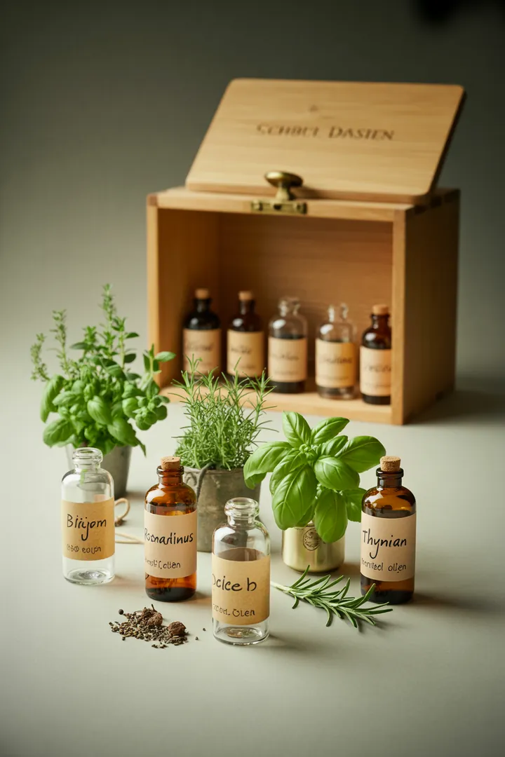 Praktische Aufbewahrungslösungen für aromadichte Behälter, die die Haltbarkeit von Gewürzen verlängern, inklusive beschrifteter Gläser und platzsparender Schubladenboxen.