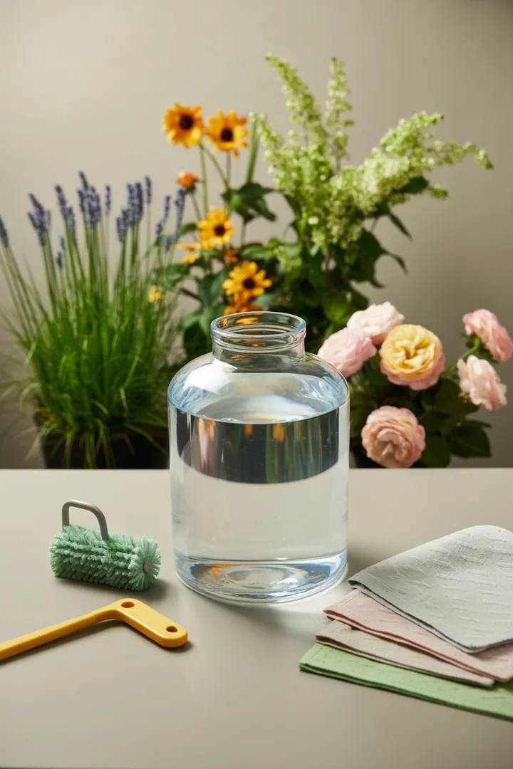 Ein Set von Reinigungswerkzeugen, darunter vielseitige Spülbürsten, eine spezielle Dosenbürste und weiche Mikrofasertücher, ergänzt durch praktische Ersatzdeckel für eine effektive Haushaltspflege.