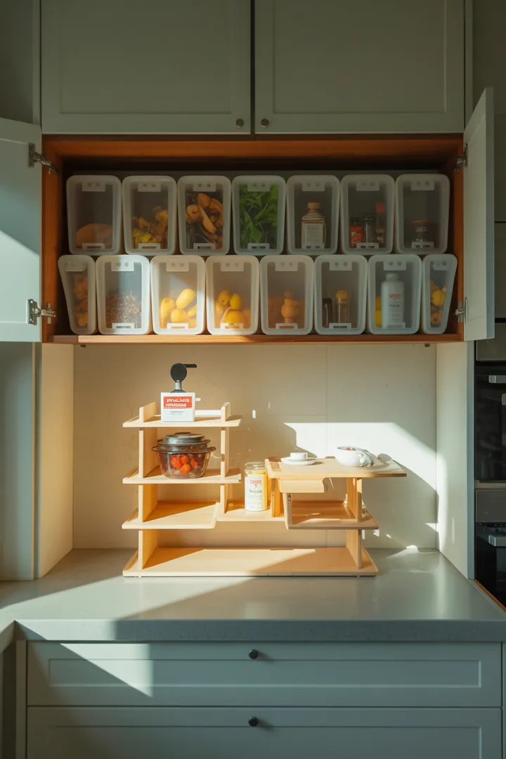 Praktische eckige Dosen für effizienten Stauraum, ideal als Schrank-Organizer oder auf einem Drehteller, perfekt für die Aufbewahrung und Ordnung.