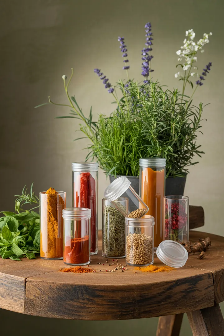 Ein gut organisiertes Set mit verschiedenen Reinigungswerkzeugen, darunter Bürsten, Dichtungen und spezielle Behälter für hygienische Aufbewahrung in der Spülmaschine.