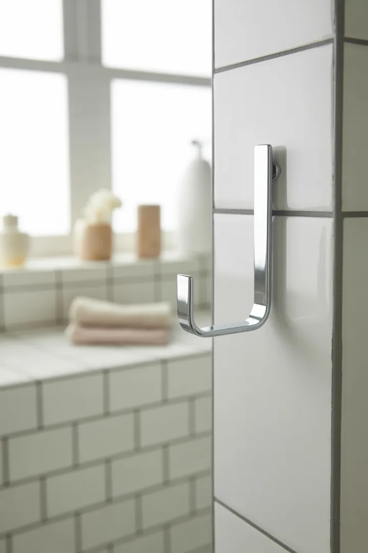 Bademantel-Haken als Ordnungs- und Trocknungshilfe im Bad, halten nur gut mit ausreichender Traglast und einer Position, wo Textilien Luft bekommen.