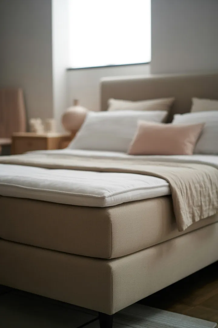 Boxspringbett als komplettes Schlafsystem mit höherer Einstiegshöhe, bei dem Unterbox, Matratze und oft Topper zusammenwirken.