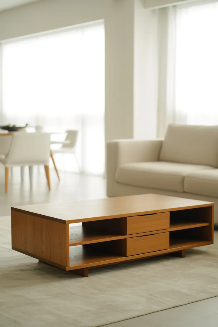 Couchtisch mit Stauraum für Ordnung in der Sitzecke und schnellen Zugriff auf Alltagskram.