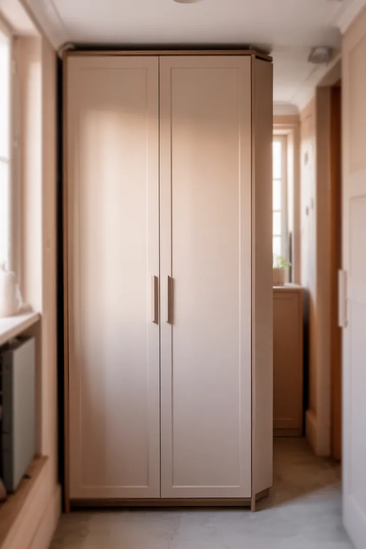 Garderobenschrank für den Flur als geschlossene Lösung für Jacken und Taschen, damit der Eingangsbereich ruhig und ordentlich bleibt.