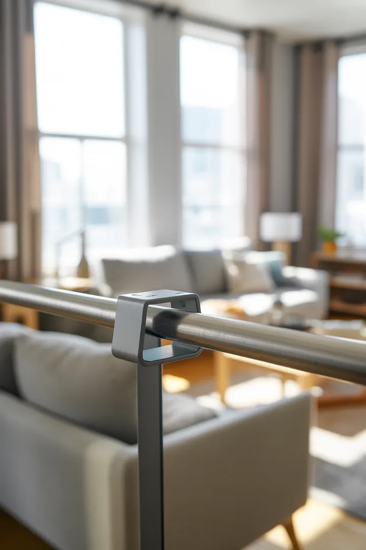 Gardinenschiene als ruhige, deckennahe Lösung, die Vorhänge leicht gleiten lässt und auch für breite Fensterfronten oder doppelte Lagen geeignet ist.